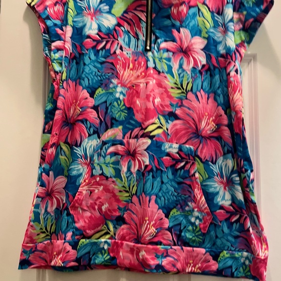 3/$19 Rebel Raven Tropical floral short sleeve 1/4 zip tunic top - Picture 8 of 13